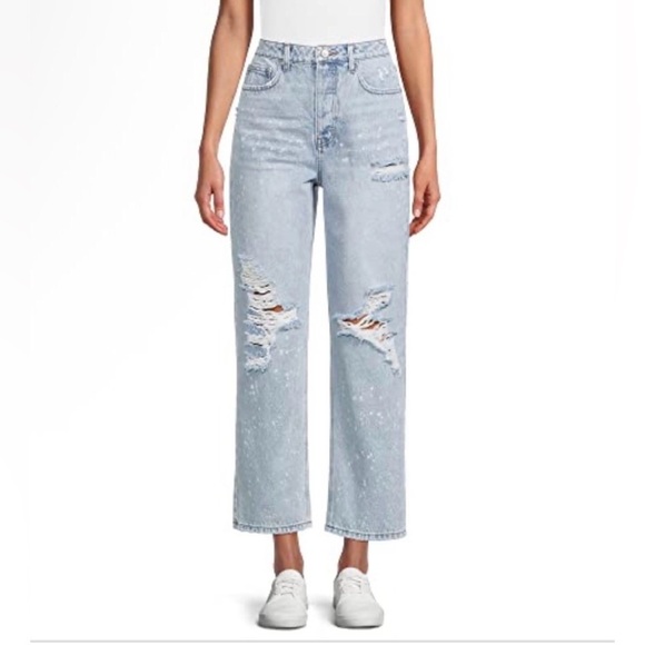No Boundaries Denim - No Boundaries Women's Junior Size 7 Super High Rise Jeans Relaxed Fit Bleached